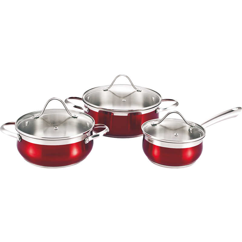 Stainless Steel 6-Piece Cookware Set, Belly shape cookwar set