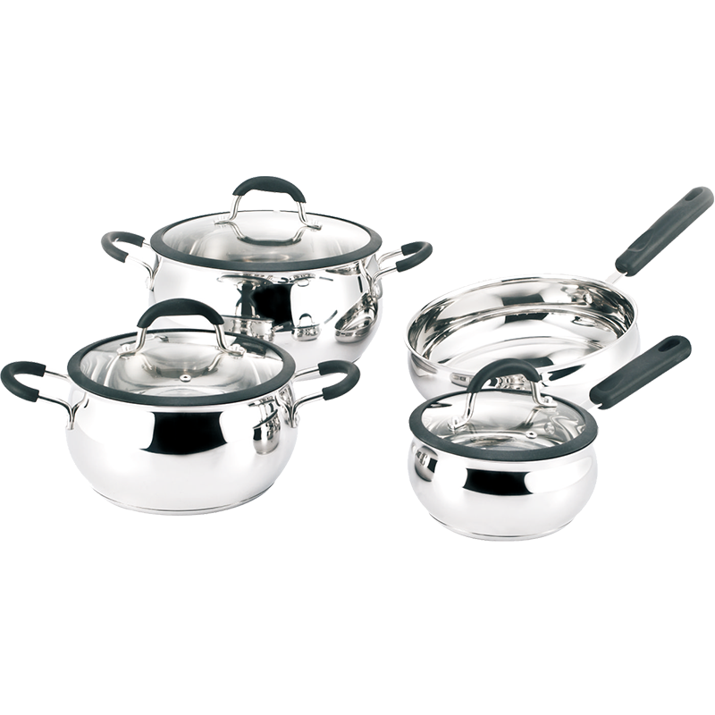 Stainless Steel 7-Piece Cookware Set, Belly shape cookwar set