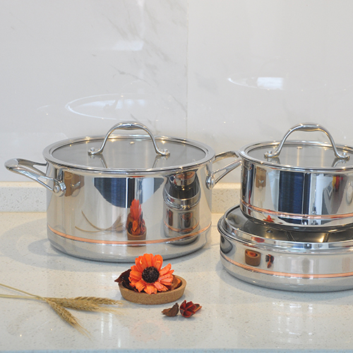 5-ply SS Clad with Copper Core Cookware Set