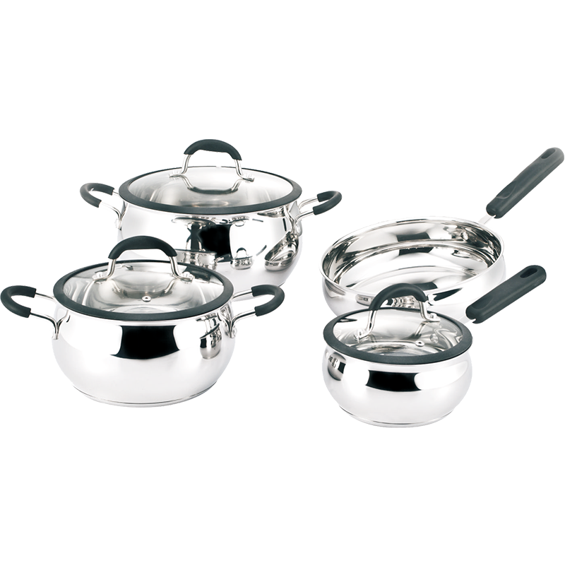 Stainless Steel 7-Piece Cookware Set, Belly shape cookwar set